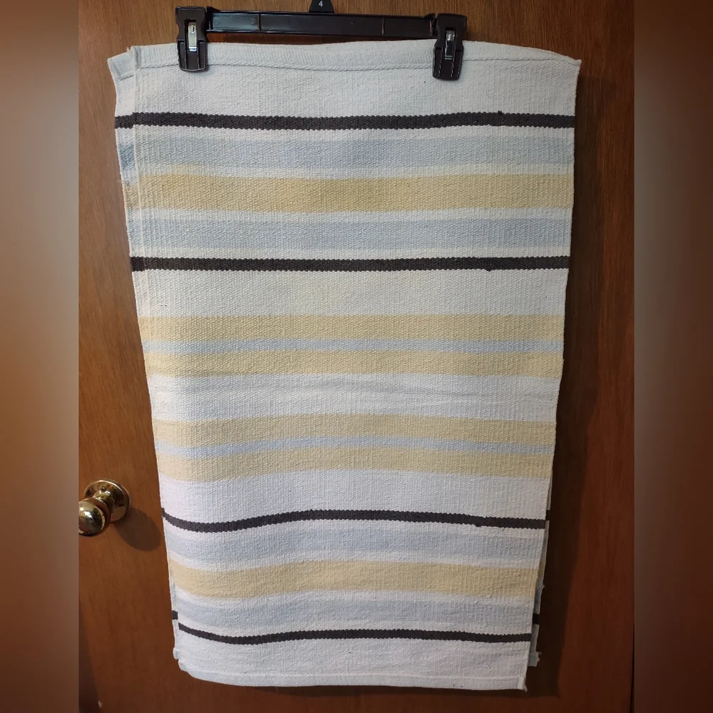 Lot of 2 Stripe 100% Cotton Rug Multicolor Reversible 18